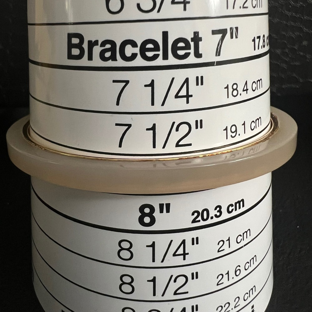 J.Crew Cream Resin Gold Tone Rim Bangle Bracelet Size 7.75 Cottagecore - Picture 6 of 7